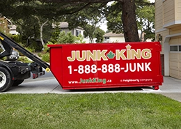 Junk King branded dumpster rental.